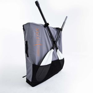 Oru Kayak backpack back with paddle